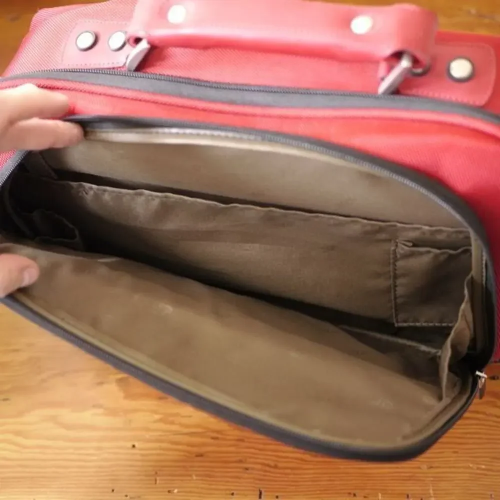 American Tourister Red Nylon Soft Shell Travel Shoulder Carry On Suitcase Bag
